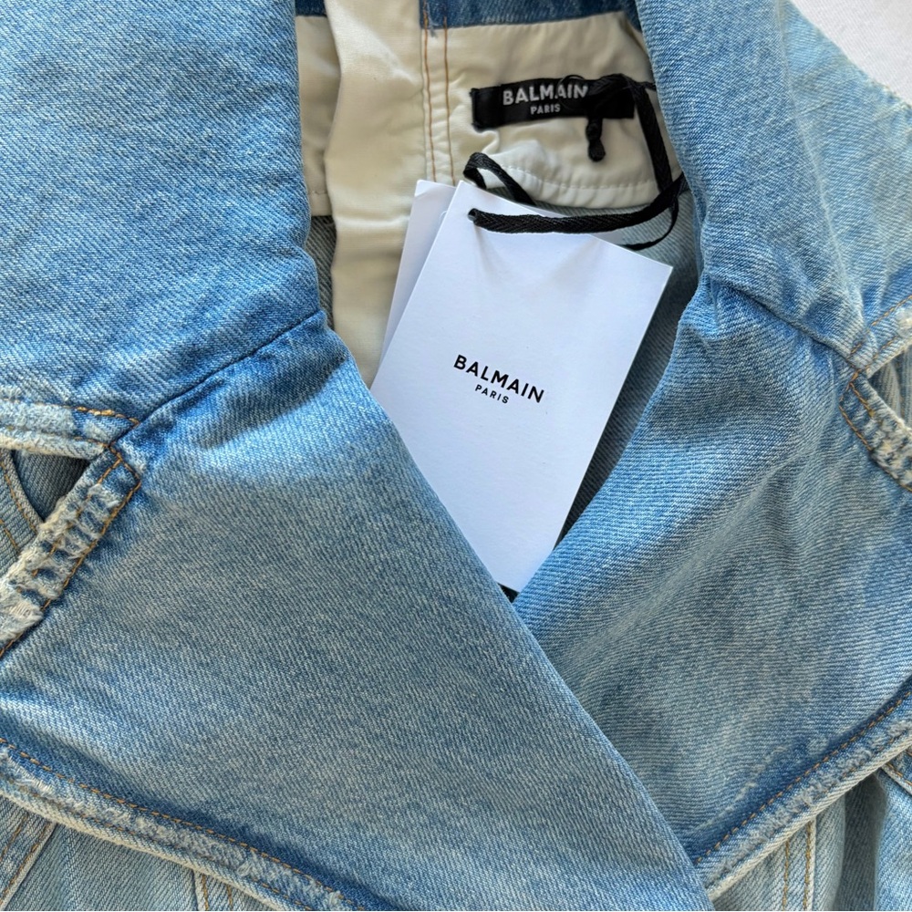 NWT Balmain Denim Wrap Mini Dress - Picture 9 of 10